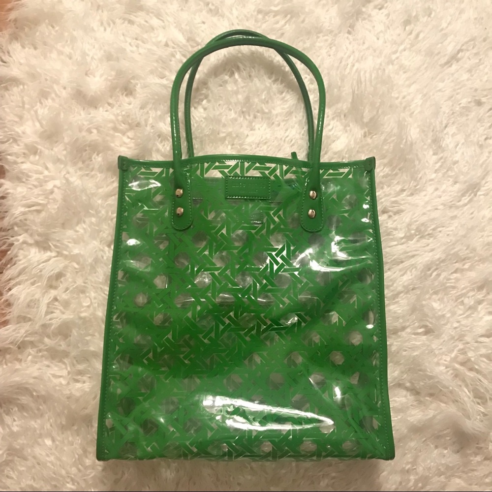 Kate Spade Green Geometric Clear Griffen Tote
